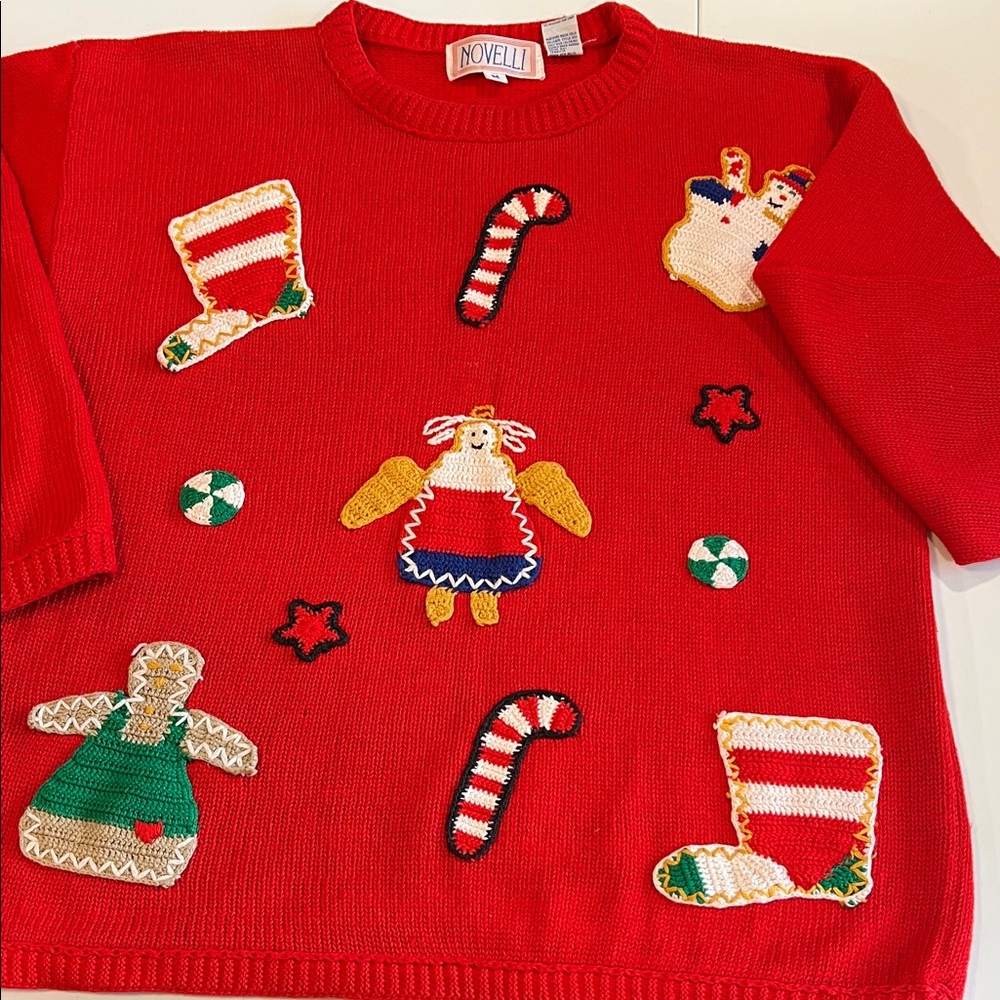 Novelli‎ Red Christmas Sweater - m, vintage